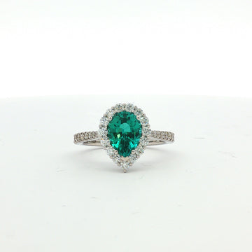 14kt White Gold Lagoon Tourmaline and Diamond Ring