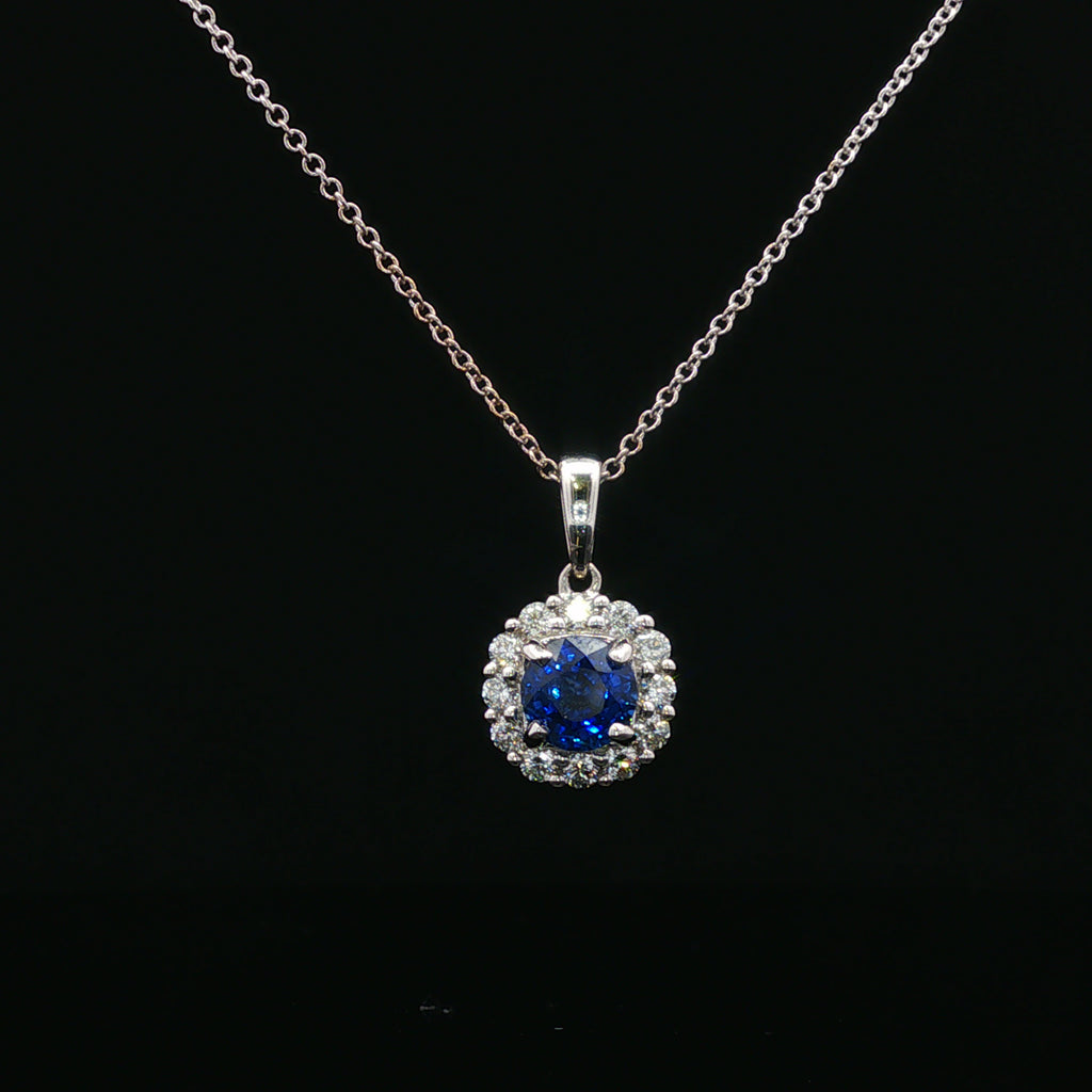 14kt White Gold Sapphire and Diamond Pendant (Pendant Only)