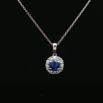 14kt White Gold Sapphire and Diamond Pendant (Pendant Only)