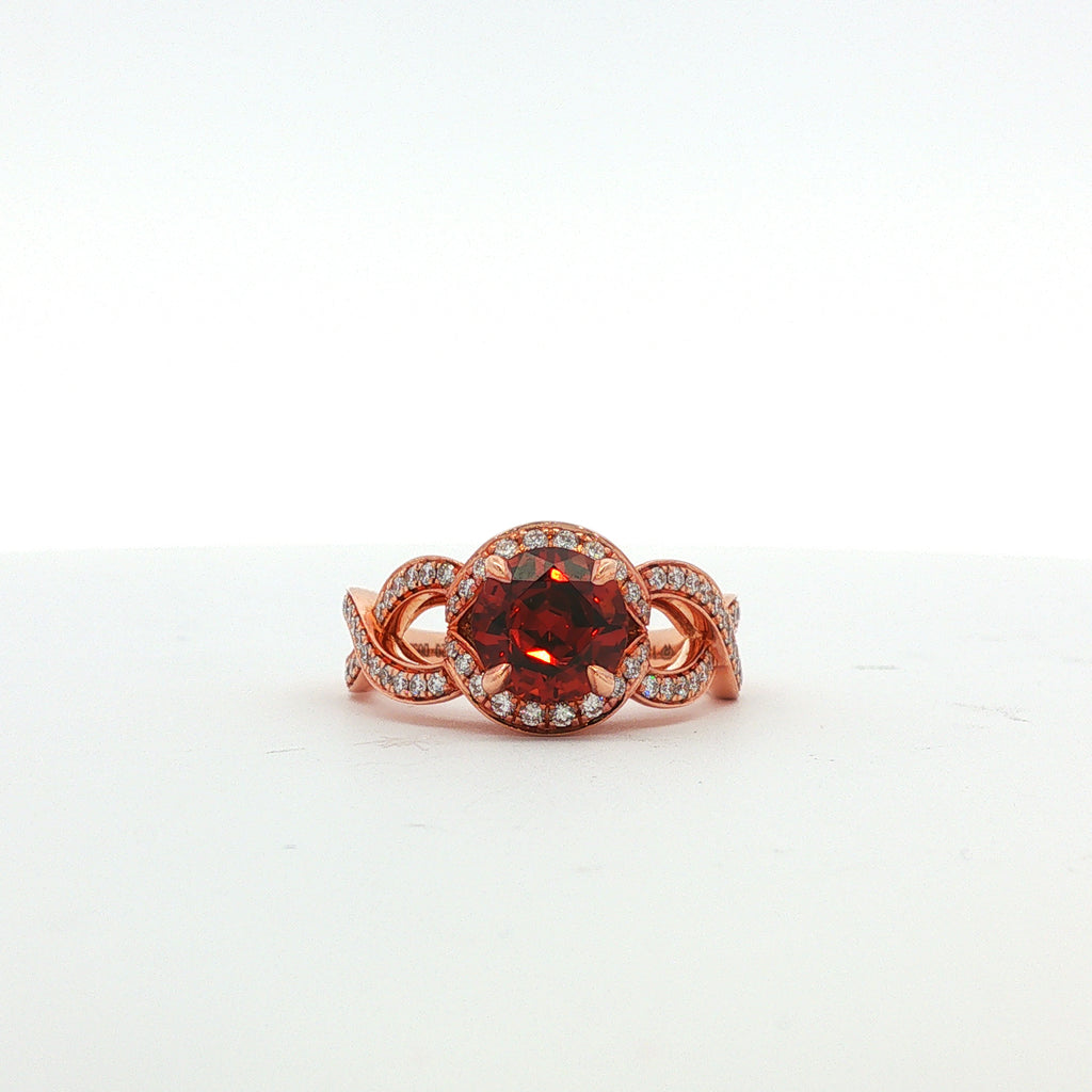 14kt Rose Gold Spessarite Garnet and Diamond Ring