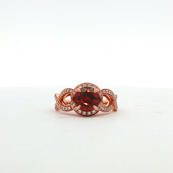 14kt Rose Gold Spessarite Garnet and Diamond Ring