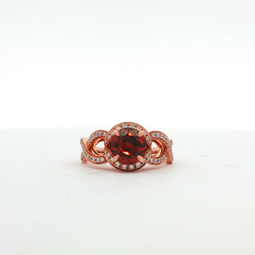 14kt Rose Gold Spessarite Garnet and Diamond Ring