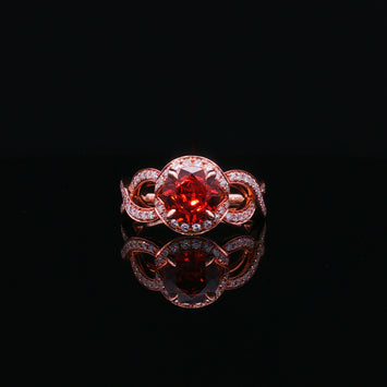 14kt Rose Gold Spessarite Garnet and Diamond Ring