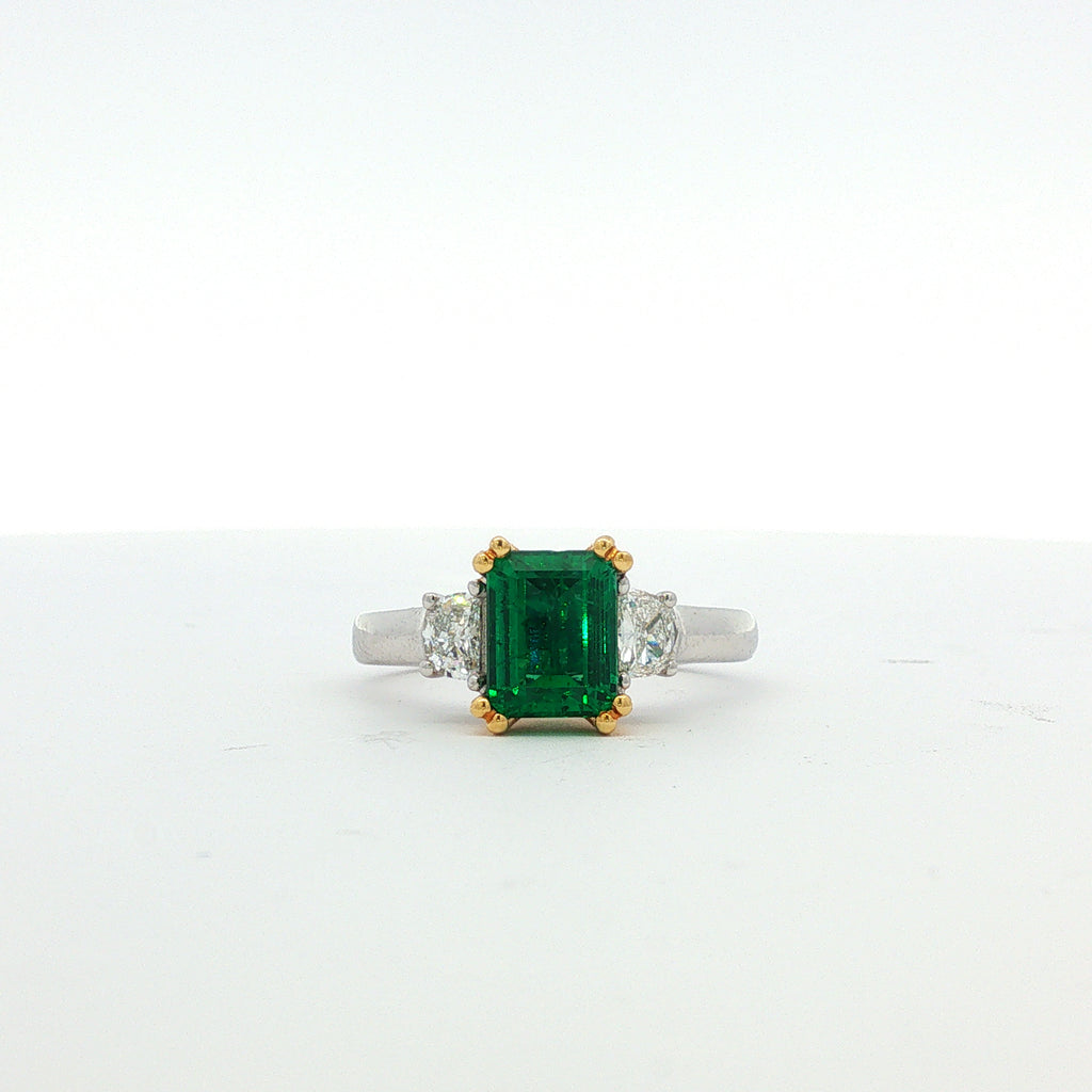 18kt Two-Toned Emerald and Diamond Ring