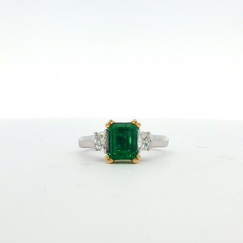18kt Two-Toned Emerald and Diamond Ring