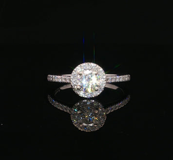 14kt White Gold Diamond Halo Engagement Ring