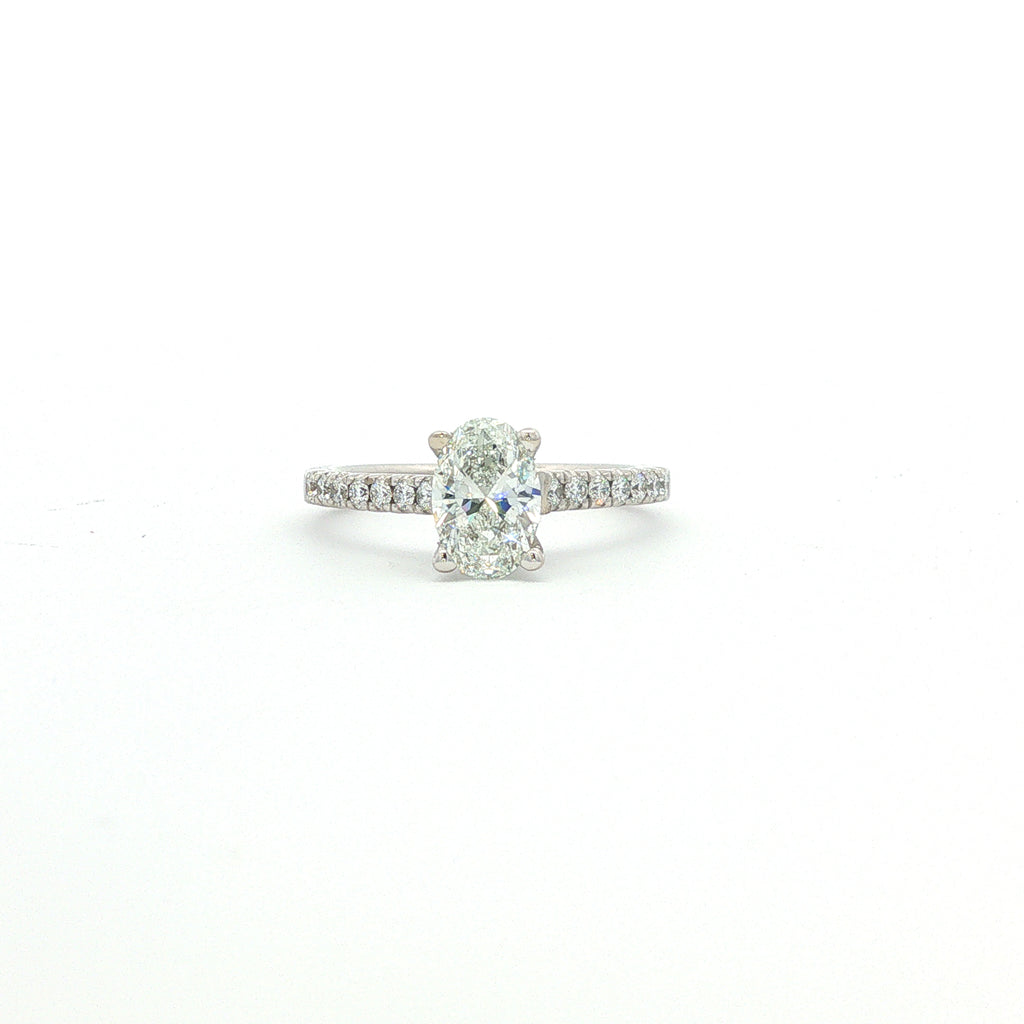14Kt White Gold Oval Diamond Engagement Ring