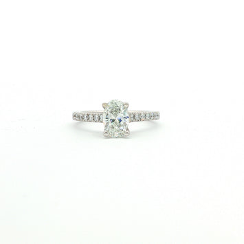 14Kt White Gold Oval Diamond Engagement Ring