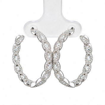 14kt White Gold Diamond Hoop Earrings