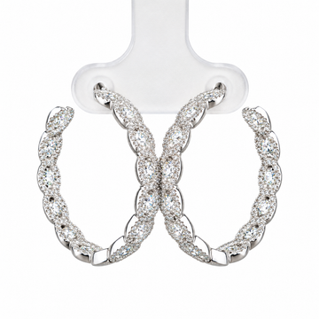 14kt White Gold Diamond Hoop Earrings