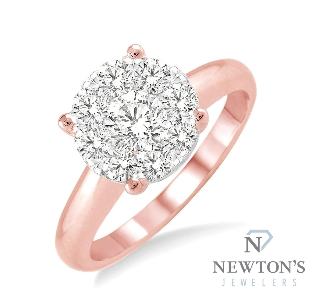 14kt Rose Gold Diamond Illusion Engagement Ring