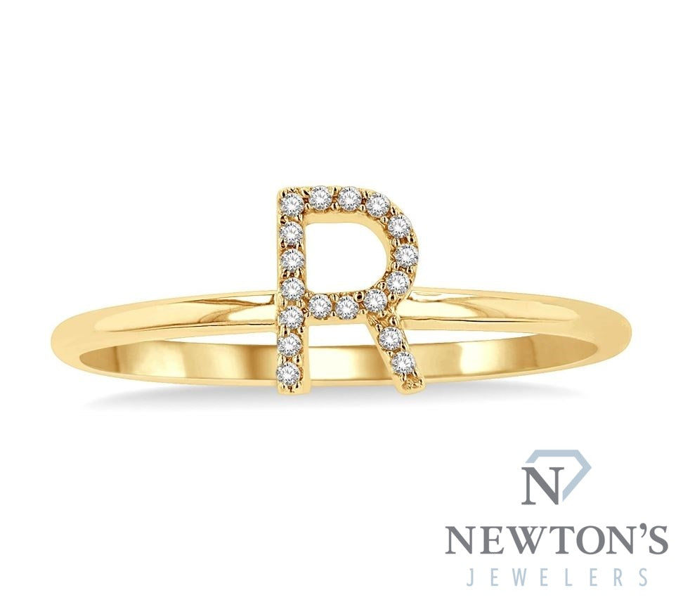 10kt Yellow Gold Initial Stackable Ring "R"