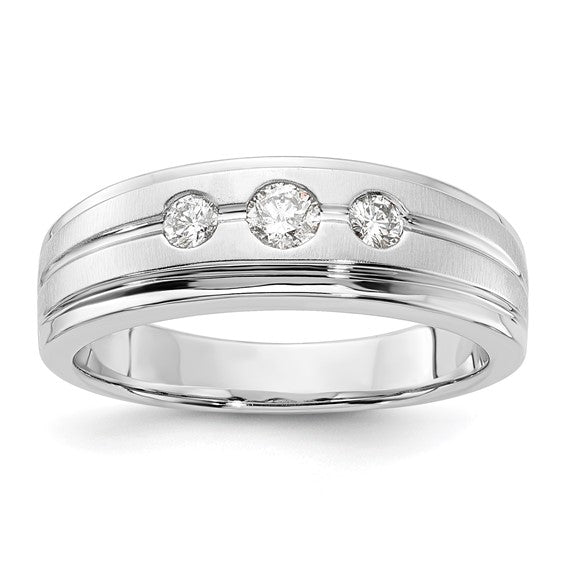 10kt White Gold Diamond Trio Gents Band (0.35ct Tw)