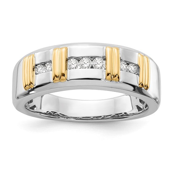 10kt White & Yellow Gold Diamond Gents Band (015ct Tw)