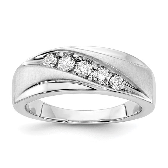 10kt White Gold 5 Diamond Gents Band (0.38ct Tw)