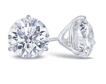14kt White Gold Round Diamond Stud Earrings