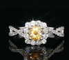 14kt White Gold Orange Sapphire & Diamond Halo Ring