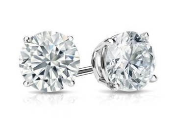 14kt White Gold Round Diamond Stud Earrings