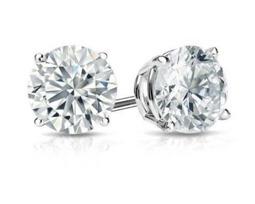 14kt White Gold Round Diamond Stud Earrings