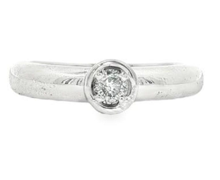 14kt White Gold Estate Bezel Set Diamond Ring