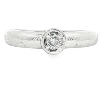 14kt White Gold Estate Bezel Set Diamond Ring