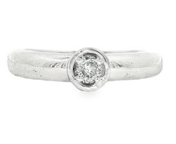 14kt White Gold Estate Bezel Set Diamond Ring