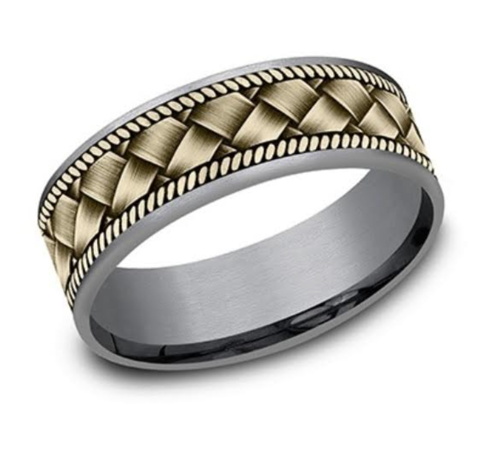 14kt Yellow Gold & Tantalum Woven Men's Wedding Band