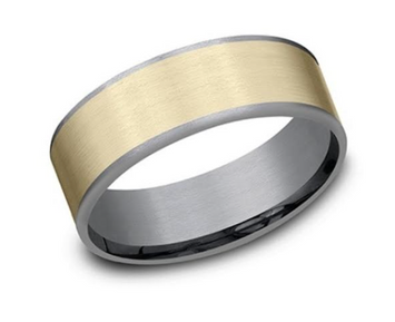 14kt Yellow Gold & Tantalum Satin Finish Men's Wedding Band