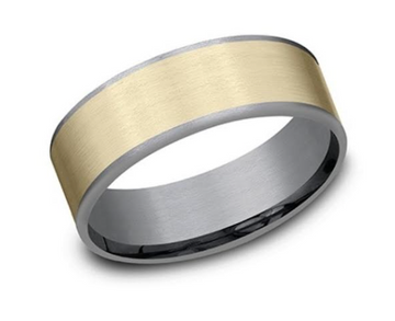 14kt Yellow Gold & Tantalum Satin Finish Men's Wedding Band