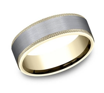 14kt Yellow Gold & Tantalum Satin Finish Men's Wedding Band