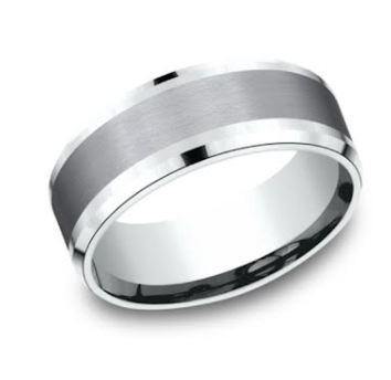 14kt White Gold & Tantalum Satin Finish Men's Wedding Band