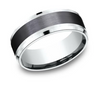 14kt White Gold & Black Titanium Satin Finish Men's Wedding Band