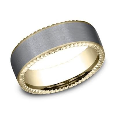 14kt Yellow Gold & Tantalum Satin Finish Men's Wedding Band