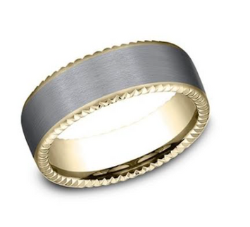 14kt Yellow Gold & Tantalum Satin Finish Men's Wedding Band