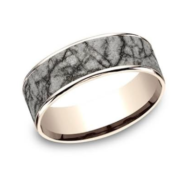 14kt Rose Gold & Tantalum Marble Men's Wedding Band