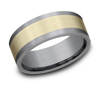 14kt Yellow Gold & Tantalum Satin Finish Men's Wedding Band