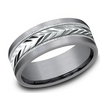 14kt White Gold & Tantalum Engraved Men's Wedding Band