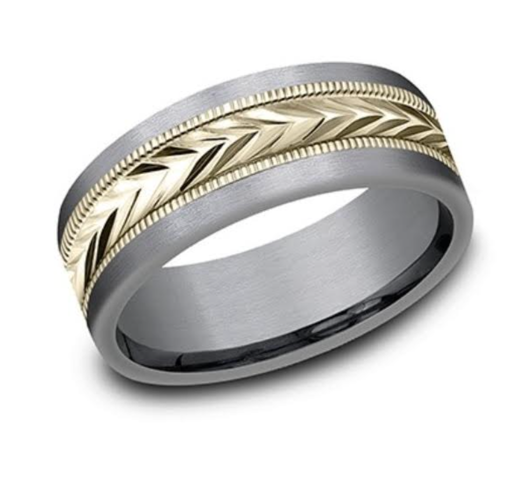 14kt Yellow Gold & Dark Tantalum Men's Wedding Band