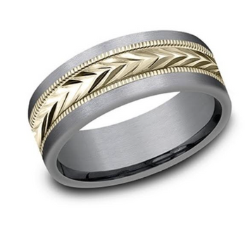 14kt Yellow Gold & Dark Tantalum Men's Wedding Band