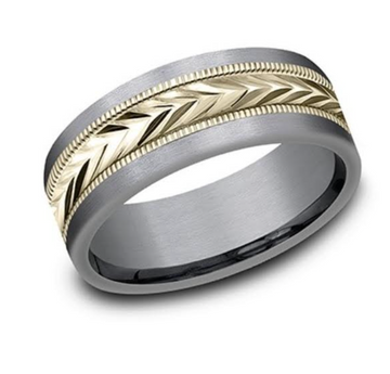 14kt Yellow Gold & Dark Tantalum Men's Wedding Band