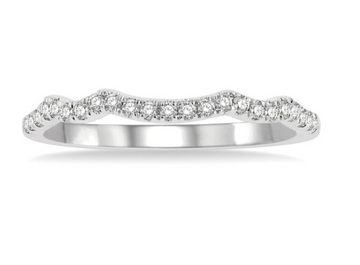 14kt White Gold Diamond Contour Band