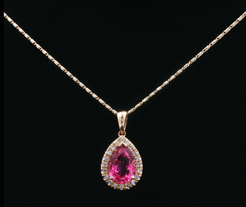 14kt Yellow Gold Pink Tourmaline and Diamond Pendant (Pendant Only)