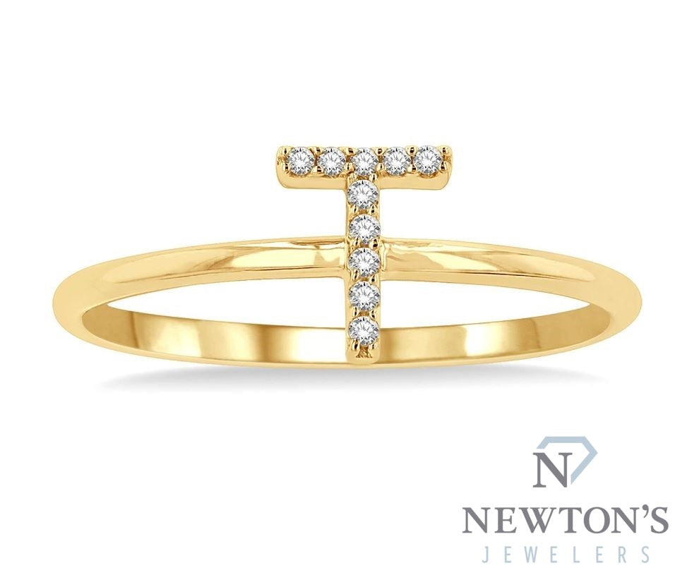 10kt Yellow Gold Initial Stackable Ring "T"