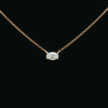 18kt Yellow Gold Marquise Diamond Solitaire Necklace