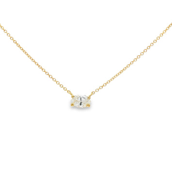 18kt Yellow Gold Marquise Diamond Solitaire Necklace