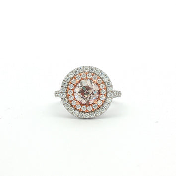 14kt Two-Tone Pink Diamond Double Halo Ring