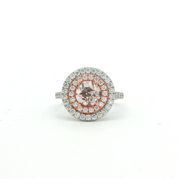 14kt Two-Tone Pink Diamond Double Halo Ring