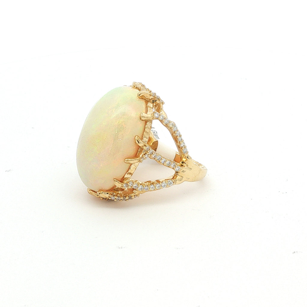 14kt Yellow Gold Opal & Diamond Statement Ring