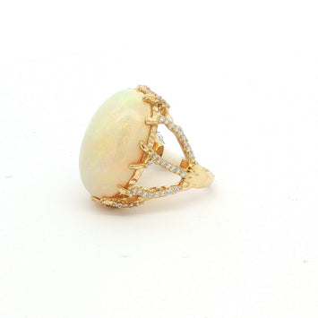 14kt Yellow Gold Opal & Diamond Statement Ring