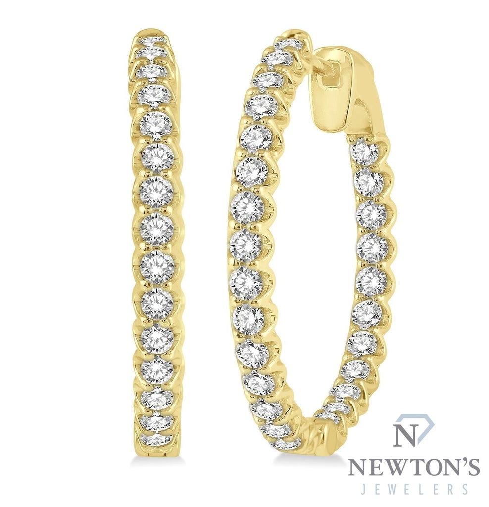 14kt Yellow Gold Diamond Hoop Earrings (3.00ct)